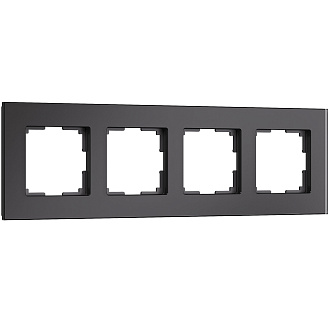 W0043108 Рамка на 4 поста Senso, черный, стекло soft-touch Werkel, 4690389200496