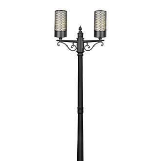 Уличный светильник Favourite Barrel 3020-2F, L544*H2170, каркас чёрного цвета, внутренний плафон из белого матового стекла, IP44