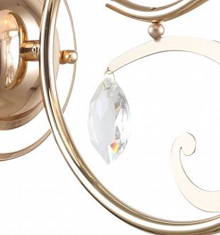 Бра F-Promo Charm 2756-1W, D265*W170*H285, французское золото, плафон из белой ткани с золотой лентой, подвес из хрусталя высшего качества