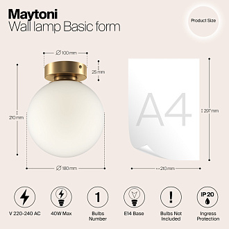 Светильник 18 см Maytoni Basic form MOD321WL-01G2, золото