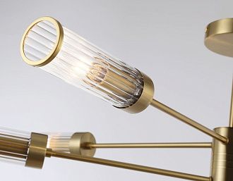 Люстра со стеклянными плафонами на штанге **33- см, 8*E14*40W, K, Ambrella Light High Light LH55162, латунь