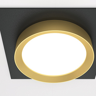 Светильник 11 см, Maytoni Downlight Hoop DL086-GX53-SQ-BG, черный-золото, вр 9,5 см
