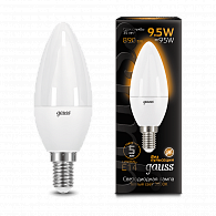 103101110 Лампа Gauss Свеча 9.5W 890lm 3000К E14 LED 1/10/100