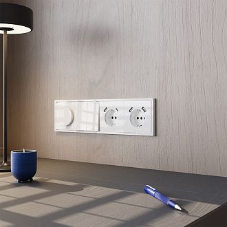 Розетка встраиваемая Voltum S70 с заземлением и защитными шторками, 16А, с USB, A+С, белый  пластик  VLS040501