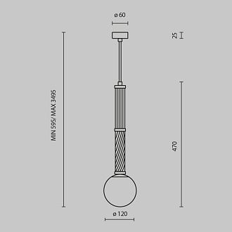 Накладной светильник 12*12*349,5 см, 1*G9, 28W, Maytoni TEATRO MOD287PL-01BS латунный