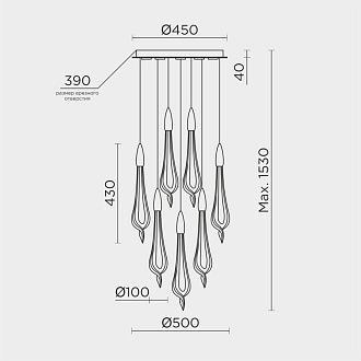 Светильник *50*153 см, LED*47W, 4000K, Modelux  ML.89181.7 BS, Латунь