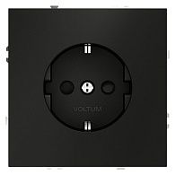 Розетка встраиваемая Voltum S70 с заземлением и защитными шторками, 16А, черный матовый пластик Soft touch VLS040208