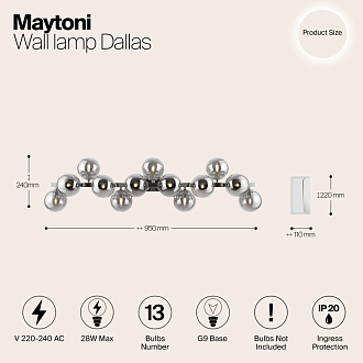 Бра Maytoni Dallas MOD547WL-13CH, дымчатый