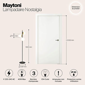 Светильник 150 см, Maytoni Nostalgia MOD048FL-03G, черный-золото