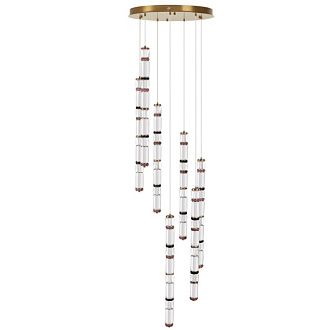 Каскадная люстра 60 см, 210W, 4000K, Odeon Light L-Vision Collier 5455/210L, латунь