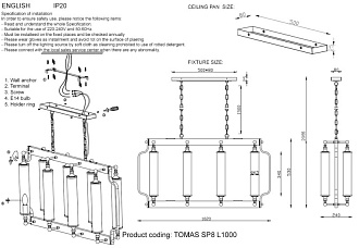 Люстра 102 см Crystal L ux TOMAS SP8 L1000 CHROME Хром