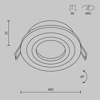 Светильник, 9 см, белый, Maytoni Atom DL023-2-01W, встраиваемый