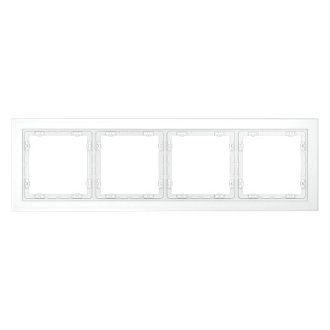 Рамка стеклянная Voltum S70 на 4 поста, белый,матовый,стекло Стекло/пластик матовая VLS110402