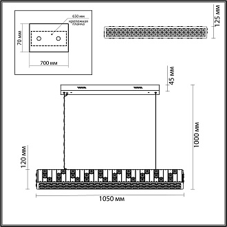 Люстра 12,5*105*100 см, LED 1*50W, 3700 К, Odeon Light Crossa 5072/50L, золото/прозрачный/белый