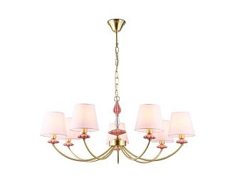 Подвесная люстра с абажуром и декором из керамики **80- см, 7*E14*40W, K, Ambrella Light High Light LH75025, золото