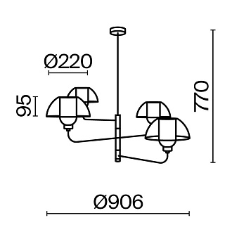 Подвесной светильник 76*90,6 см, E14 4 40W, К, Черный Maytoni Memory MOD177PL-04B