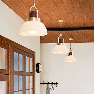 Подвесной светильник Arc Globe Полусфера D25 25*25*250 см, 1*E27*60W, ImperiumLoft 101295-26, Латунь, Дерево