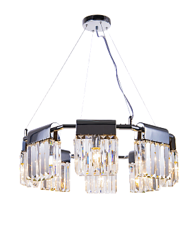 Люстра Ø600 x H180, мм, 8*40W (320W), CHR+CL (Хром + Прозрачный Хрусталь) NewRgy 2462R/8A CHR+CL