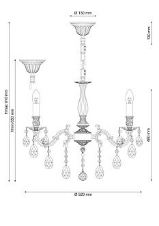 Люстра *52*91 см, 5*E14*60W, Lucia Tucci Firenze FIRENZE 141.5 coffe gold, золотой