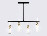 Подвесной светильник 84,5*6,5*41-115 см, 4*E14*40W, K, Ambrella Light High Light LH55254, черный, латунь