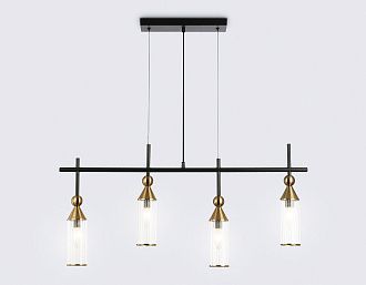 Подвесной светильник 84,5*6,5*41-115 см, 4*E14*40W, K, Ambrella Light High Light LH55254, черный, латунь