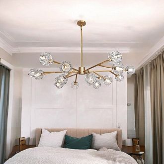 Люстра на штанге Boule De Cristal Round Chandelier 18 120*120*30 см, 18*G9*40W, ImperiumLoft 40.1218, Латунь