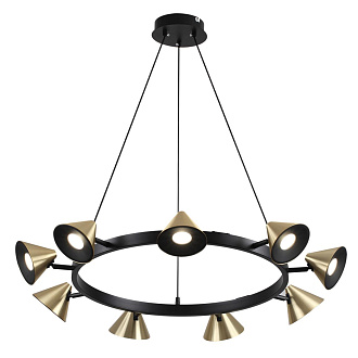Подвесной светильник 81*100 см, 9*GU10 Lumion Lamina 8233/9 черный, золотой