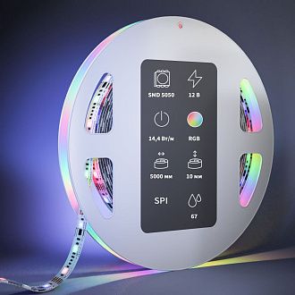 Светодиодная лента 12V 5050 14,4Вт/м RGB 5м IP 67 201244, 500 см, Maytoni SPI 201244, цена за метр, катушкой по 5 м
