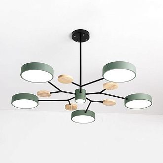 Люстра на штанге MEADE 6 lamps Green 110*110*60 см, 6*LED*16W, 4000K, ImperiumLoft MEADE-01, Чёрный, Бежевый