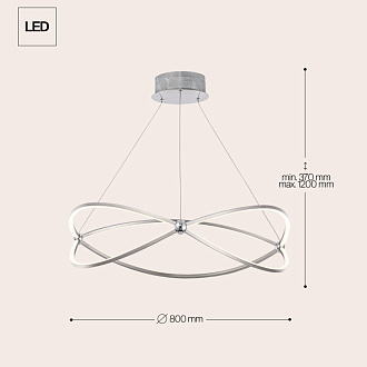 Подвесной светодиодный светильник Maytoni Weave MOD062PL-L56CH3K, 56W LED, 3000K, диаметр 80 см, никель