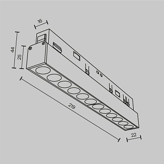 Трековый светильник 2,2*22*4,4 см, LED 12W 2700K 36° Maytoni Technical Points Exility TR031-2-12W2.7K-B черный