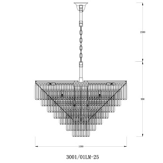 Подвесная люстра Divinare Nova 3001/01 LM-25, диаметр 120 см, черный-хрусталь
