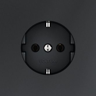 Розетка встраиваемая Voltum S70 с заземлением 16А, графит пластик Soft touch VLS040107