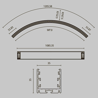 Радиусный профиль Maytoni Led strip ALM-3535R-B-D-90°-1.5M, черный