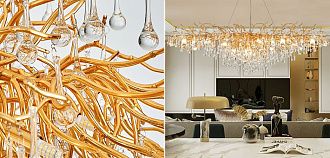 Подвесная люстра Droplet Chandelier oval L160 40*86*86 см, 1*G9*40W, ImperiumLoft 40.2696, Золотистый