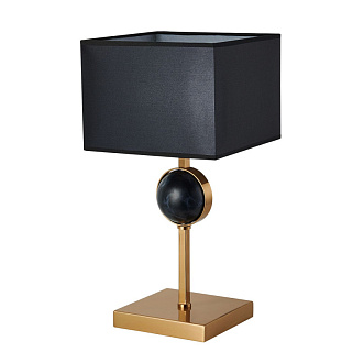 Настольная лампа Favourite Diva 2822-1T, L210*W210*H420, античная латунь, плафон из черной ткани, декор - имитация черного мрамора