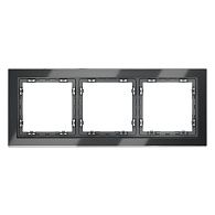 Рамка стеклянная Voltum S70 на 3 поста, графит, стекло Стекло/пластик  VLS110307