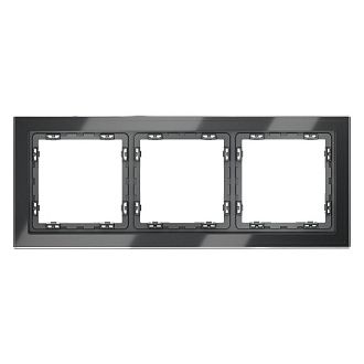 Рамка стеклянная Voltum S70 на 3 поста, графит, стекло Стекло/пластик  VLS110307