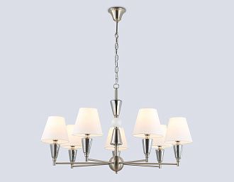 Подвесная люстра с абажурами **52- см, 7*E14*40W, K, Ambrella Light High Light LH75256, cатин никель