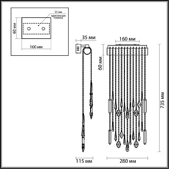 Настенный светильник 28*74 см, 10W, 3000K, Odeon Light Hall Afina 5420/10WL, бронза