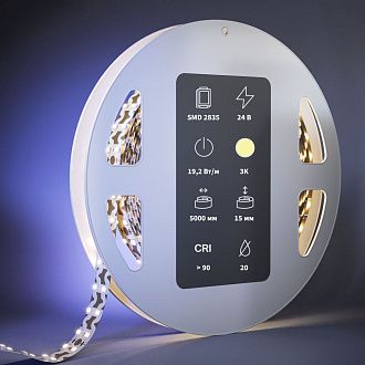 Светодиодная лента Ultra 24В 2835 19,2Вт/м 3000K 5м IP 20 201226 Maytoni Technical, цена за метр, катушкой по 5 м