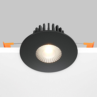 Встраиваемый светильник 9 см, 7W, 3000К, черный, теплый свет, Maytoni Zen DL038-2-L7B, светодиодный