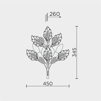 Бра 45*26*-34,5 см, 3*Е14*40W, Modelux  ML.6869.450 GD, Золото