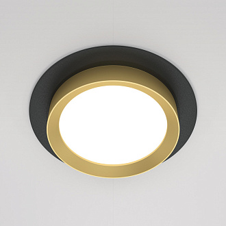 Светильник 11 см, Maytoni Downlight Hoop DL086-GX53-RD-BG, черный-золото, вр 9,5 см