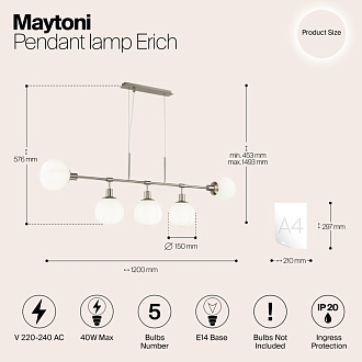 Подвесная люстра Maytoni Erich MOD221-PL-05-N, никель