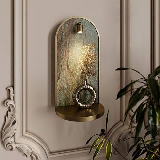 Настенный светильник 3W, 3000K, Odeon Light 7175/3WL, бронза-мрамор зеленый