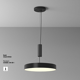 Накладной светильник 40*40*6 см, LED, 45W, 3000К, Maytoni Technical Zon C032CL-45W3K-RD-B черный