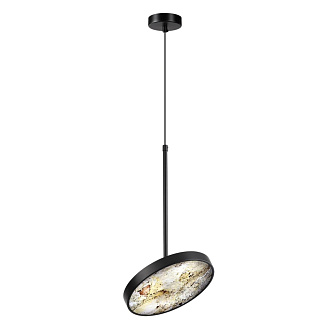 Подвес 23,6*23,6*180 см, LED 1*15W, 3000-4000-6000 К, Odeon Light Bergi 5064/15L, матовый черный/серо-бежевый