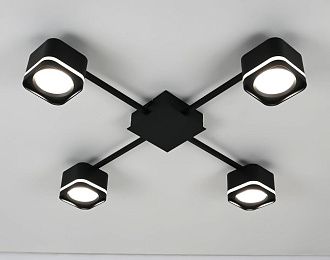 Люстра Ø660 x H100, мм, 4*15W (60W), BK (Черный) Rilon PRD-C 1193S BK