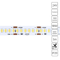 Светодиодная Лента 24V, 19,2W, 9000lm, 6000К, IP20, Arte Lamp Tape A2424010-03-6K, Белый, цена за катушку 5 метров